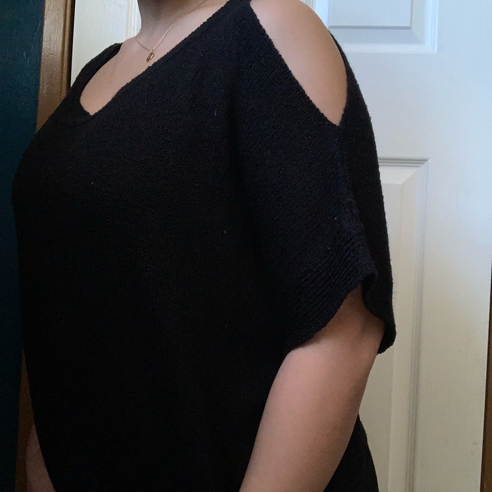 Black Shoulder Peek Top